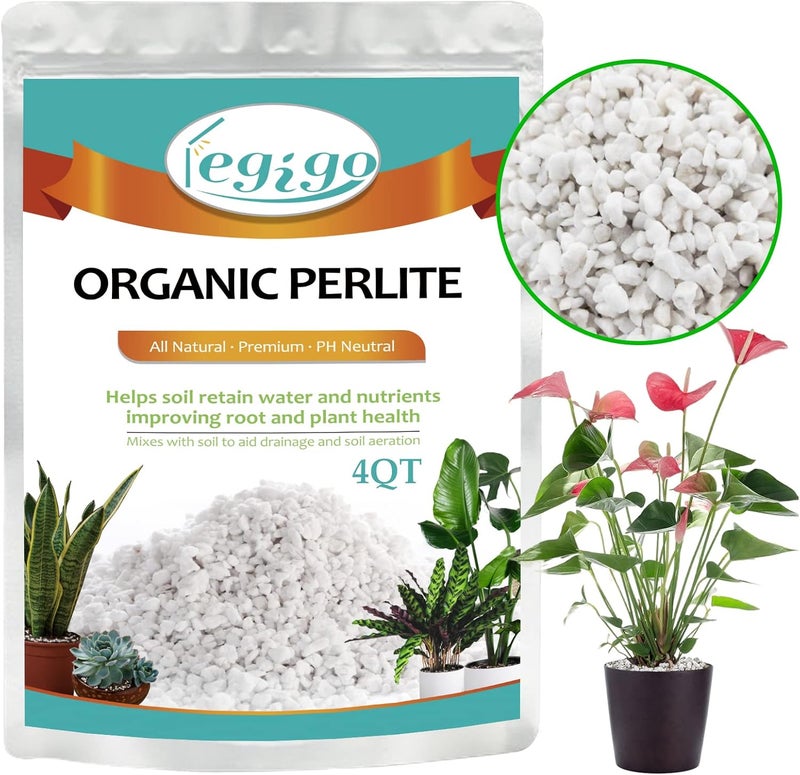 Legigo 4 Quarts Organic Horticultural Perlite for Plants Indoor- Natural Horticultural Soil Additive Conditioner Mix for Improves Drainage, Ventilation and Root Growth - Image 1